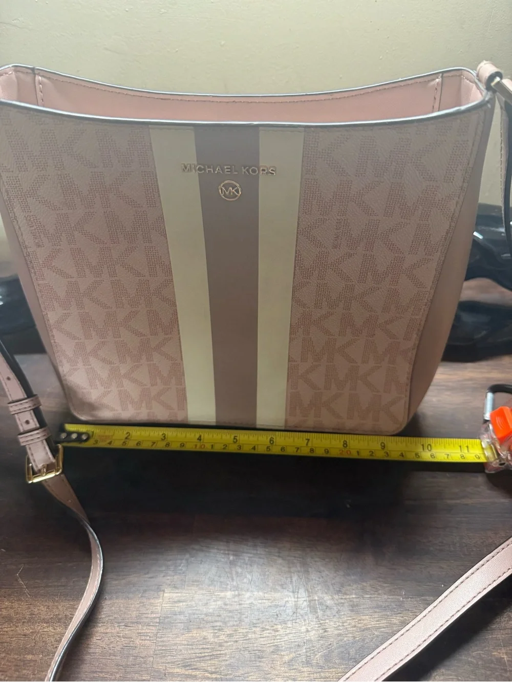 Michael Kors Pink Logo Crossbody Bag with Center Stripe